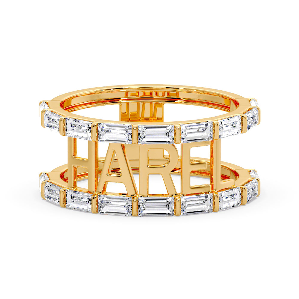 Baguette Name Ring